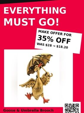 Gold Goose with Umbrella Brooch